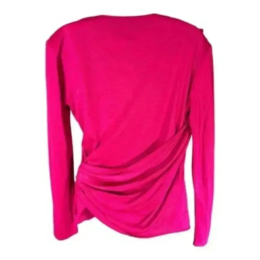 Yves Saint-Laurent Variation Sweater Top Hot Pink Women's Medium Long Sleeve Bow - Picture 4 of 5
